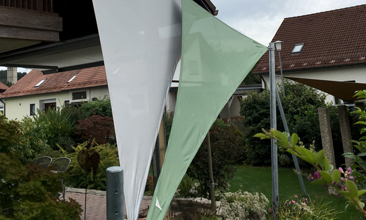 Dreieck-Sonnensegel Seitenverschattung in Sengenthal